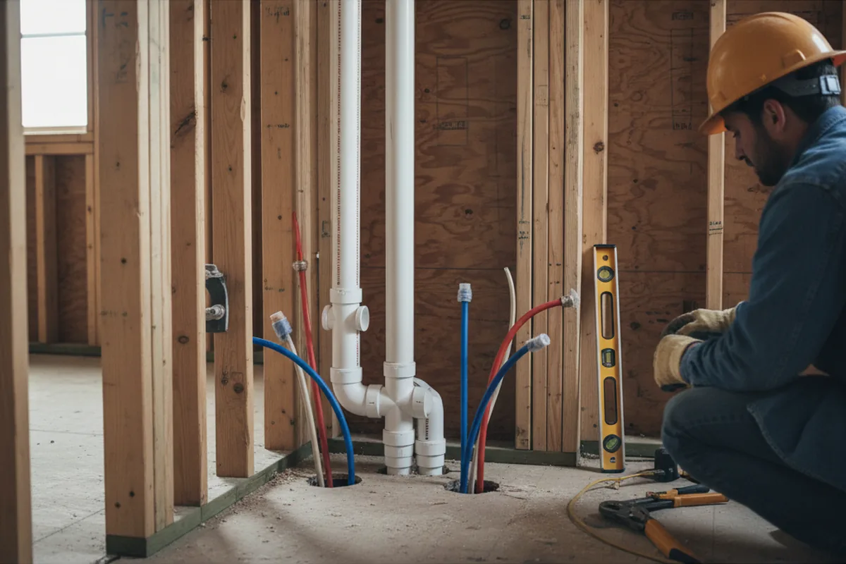 Drain and supply rough-in during Leak Detection in Durham
